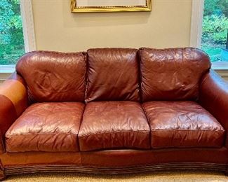 Leather Sofa with Nailhead Trim