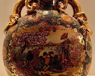 Rose Medallion Vase with Dragon Handles