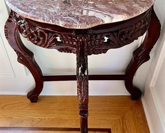 (2) Half Moon Tables with Marble Top