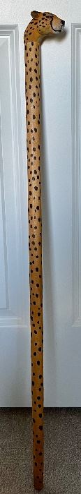 Carved Cheetah Walking Stick
