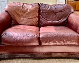 Leather Loveseat with Nailhead Trim