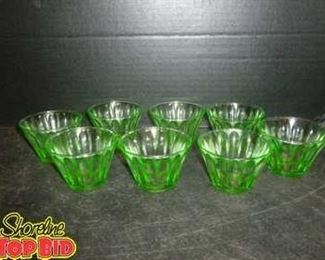 8 Green Hazel Atlas Depression Glass Individual Nut, Custard or mint cups, Excellent Condition