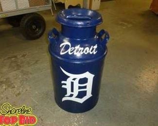 Painted Detroit Tiger Milk Can