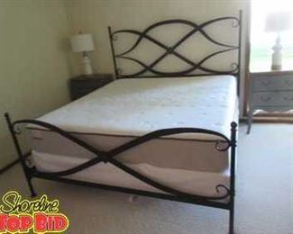 King Size Bed Metal Headboard, Footboard Heavy Duty With Ridgeway Place Firm Posturepedic Mattress and box spring