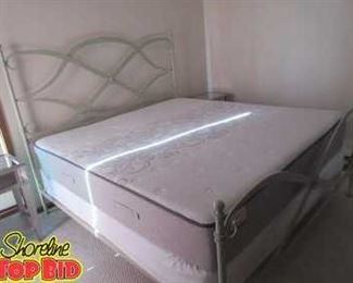 Excellent Arhaus Furniture St. Lucia Frame King Size Metal Frame Headboard, Footboard Mint Green