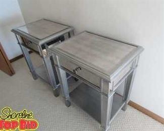 Pair Of Silver Mirror End Tables Or Night Stand Like New Excellent Condition