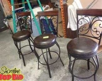 3 Like New Leather Seated Bar Stools