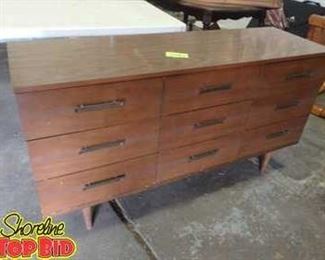 Mid Century Nine Drawer Dresser