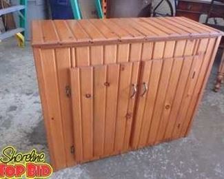 Custom Made Solid Pine Cabinet, ribbed wood, 3 Shelves