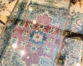 Detail of glass and metal coffee table