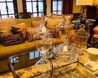 Decorative jars and glassware in the living room