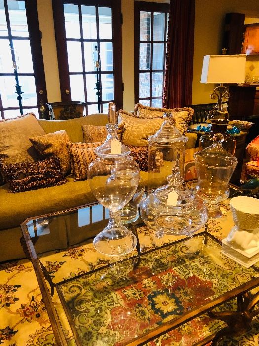 Decorative jars and glassware in the living room