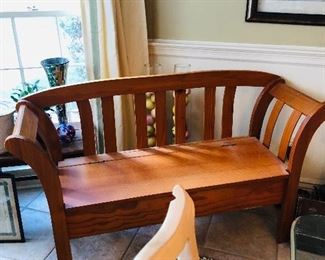 Wooden bench perfect for a corner