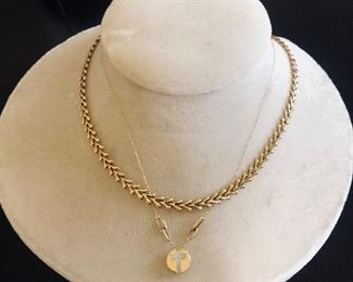 14K Gold Chain and 14K Gold Chain with Cross pendant 