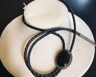 Onyx and Sterling Bolo Tie 