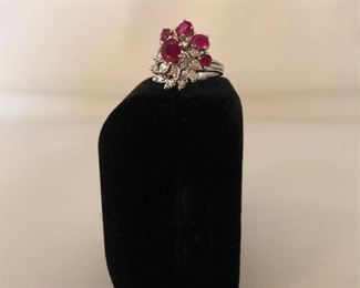 14K Gold Diamond and Bermese Ruby Ring