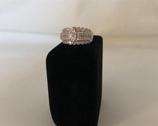 14K Gold CZ Center Ring with Diamonds 