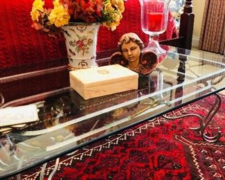 Glas and metal coffee table