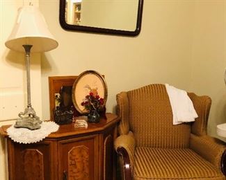 Console table and upholstered chair 