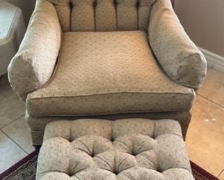 Mark Hampton designed chair and foot stool by Hickory Chair.