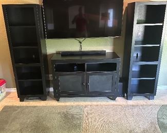Entertainment center with book shelves