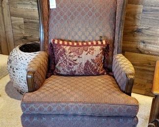 Upholstered wing back chairs (2)