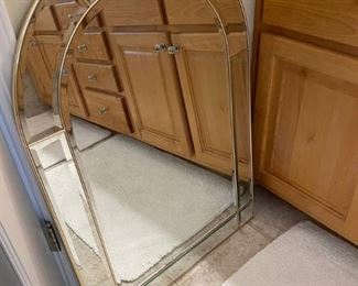 Beautiful Arched Beveled Mirror with Gold Frame