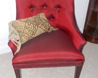 Beautiful Bombay Company Wing Back Accent Chair with Burgundy Silk Upholstry