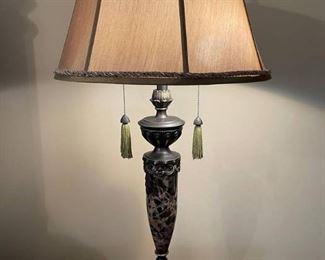 Black and Bronze Double Pull Chain Table Lamp
