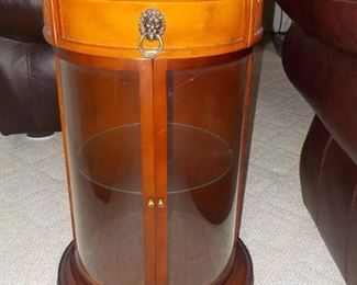 Bombay Company Travertine and Glass Maple Column Cabinet