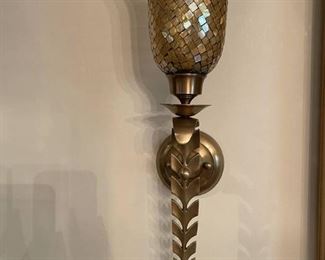 Bombay Saffron Mosaic and Brass Wall Sconce