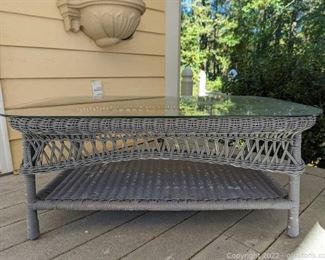 Gorgeous Glass Top Outdoor Wicker Table