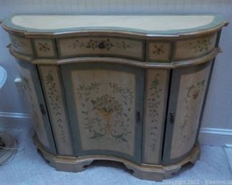 Pretty Victorian Style Credenza with Distressed Look Finish