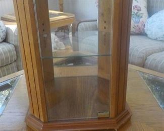 Short Display Cabinet with a Glass Top and One Glass Shelf
