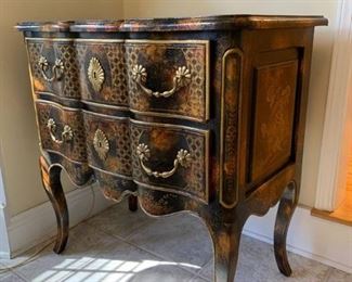 Vintage Two Drawer Serpentine Fron Lowboy Commode Chest