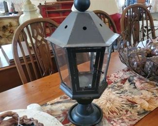 Pair of lantern shaped candle holders