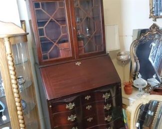 Claw foot mahogany serpantine secretary