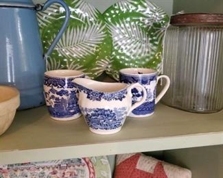 Blueware Creamer and mugs