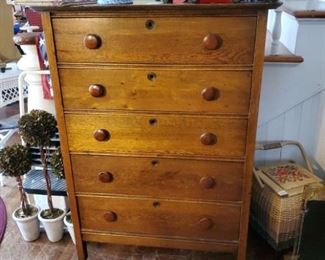 Chestnut 5 drawer dresser