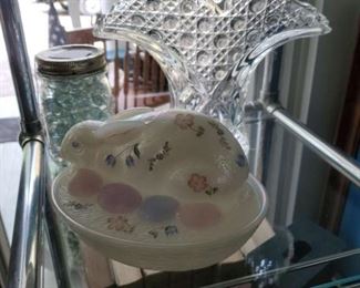 Glass Marbles, cut glass basket