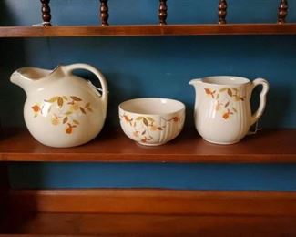 Jewel tea pitcher, bowl and creamer