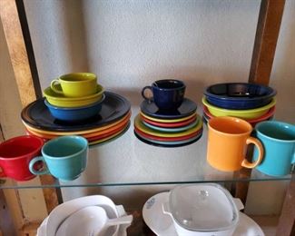 Fiesta ware dishes and mugs