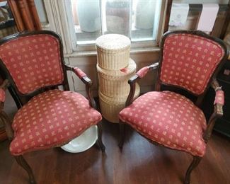 Red Victorian Chinese print chairs