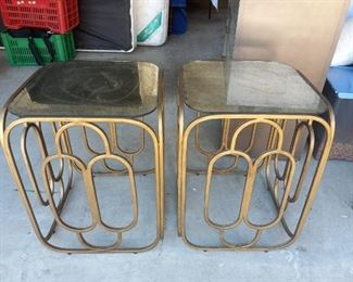 Frosted mirror top gold accent tables  $50 each