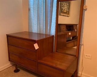 step down dressing chest with mountable mirror Dixie Furniture mid century