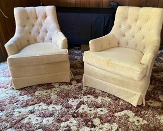 pr. retro tufted back club chairs