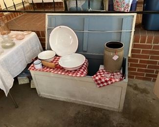 enamelware; chest; crock