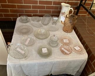 Depression glass; lots of clear Pretzel glass