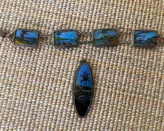 1940s Butterfly Wings bracelet and pendant