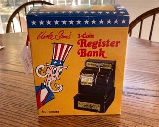 vintage Uncle Sam's cash register bank in original box